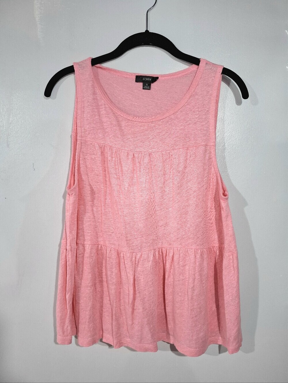 J.Crew 100% Linen Pink Tiered Peplum Tank Top Sleeveless Size S Summer - Picture 2 of 8
